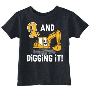 Toddler Funny T Shirts 2 And Digging It Excavator Birthday Tee For Young Kids